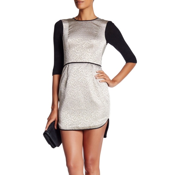 black halo gold dress